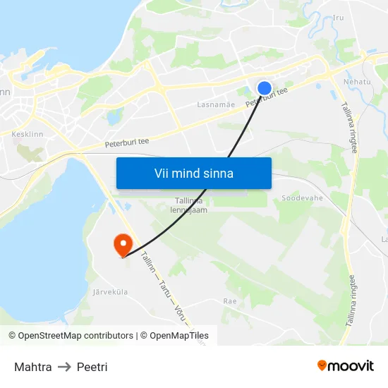 Mahtra to Peetri map