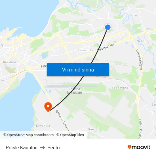 Priisle Kauplus to Peetri map