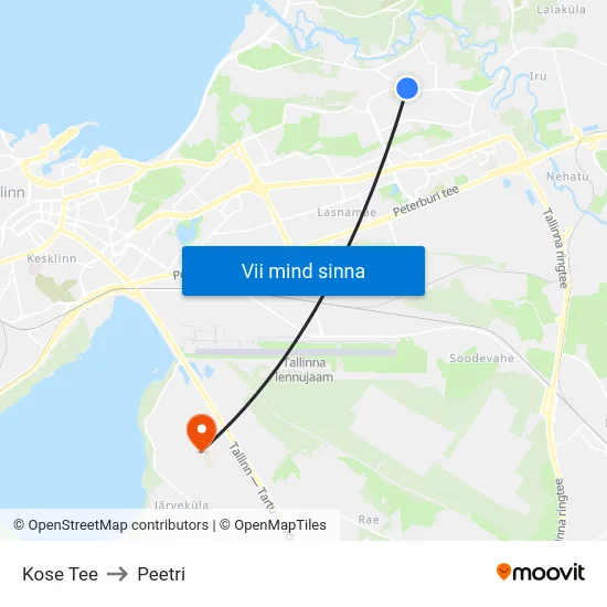 Kose Tee to Peetri map