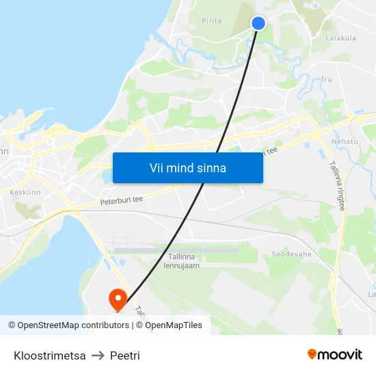 Kloostrimetsa to Peetri map