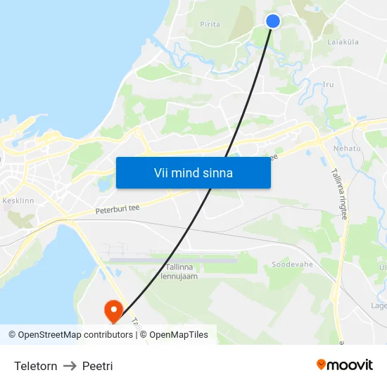 Teletorn to Peetri map