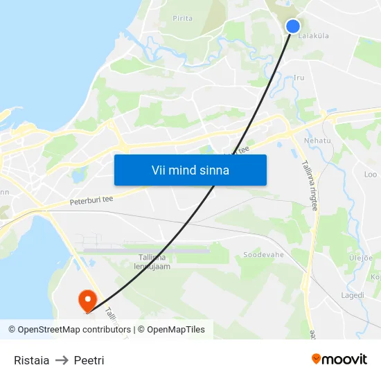 Ristaia to Peetri map