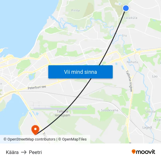 Käära to Peetri map
