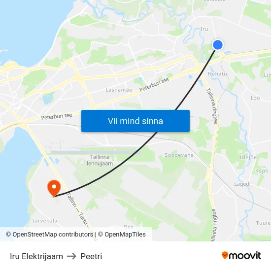 Iru Elektrijaam to Peetri map