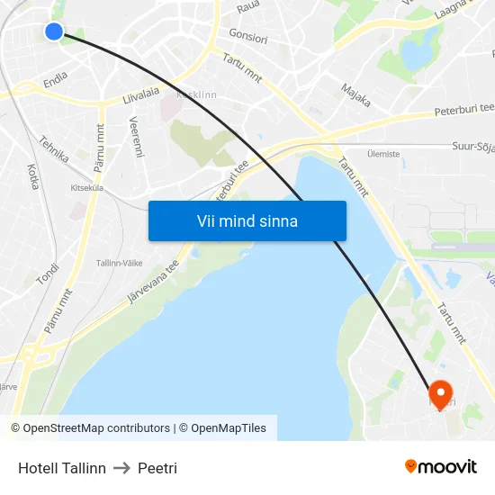 Hotell Tallinn to Peetri map
