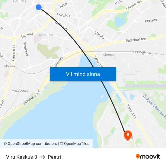 Viru Keskus 3 to Peetri map