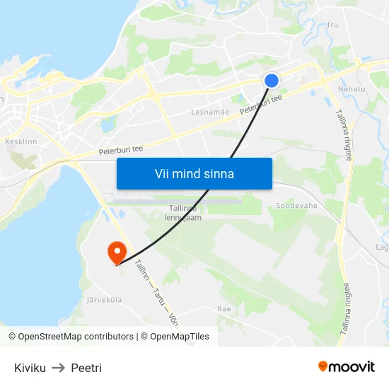 Kiviku to Peetri map