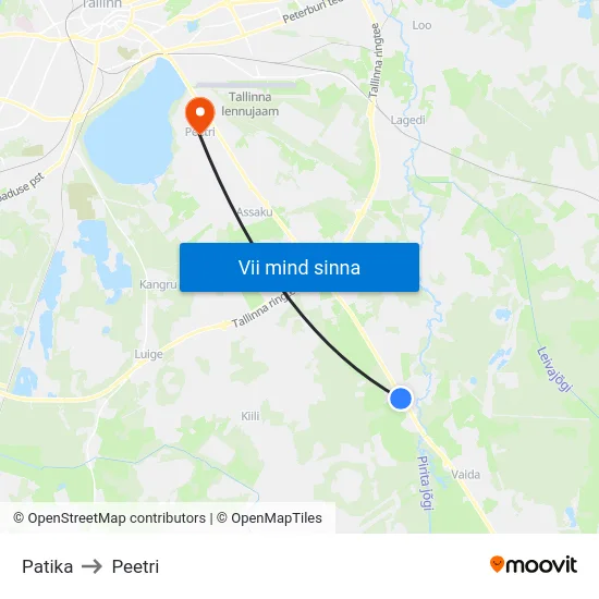Patika to Peetri map