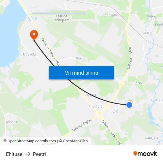 Ehituse to Peetri map