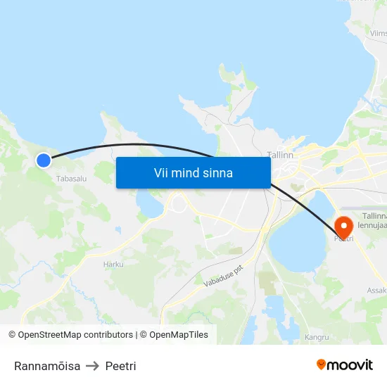 Rannamõisa to Peetri map
