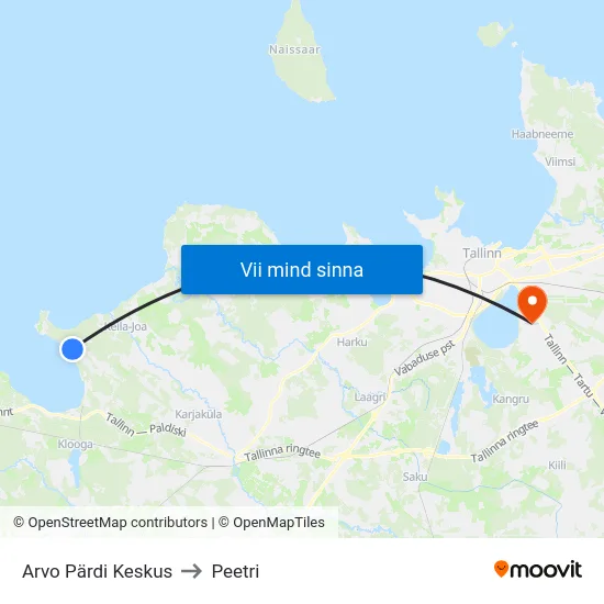 Arvo Pärdi Keskus to Peetri map