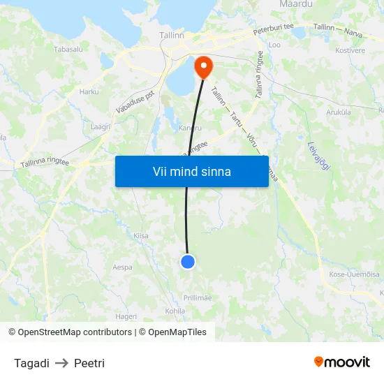 Tagadi to Peetri map