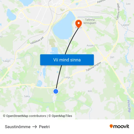 Saustinõmme to Peetri map