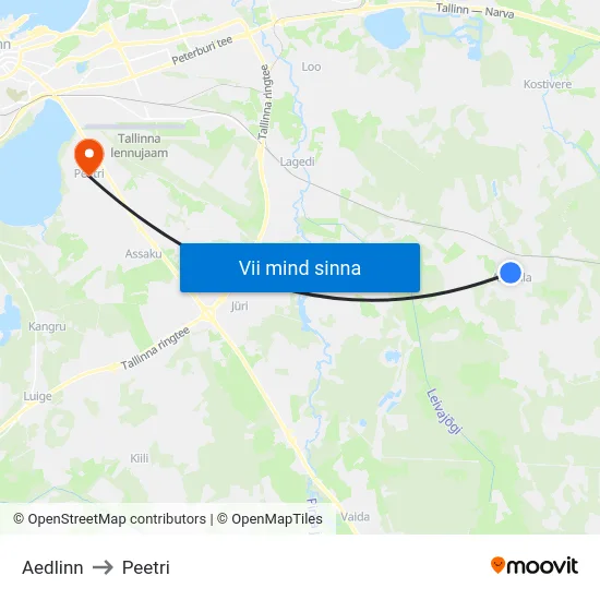 Aedlinn to Peetri map