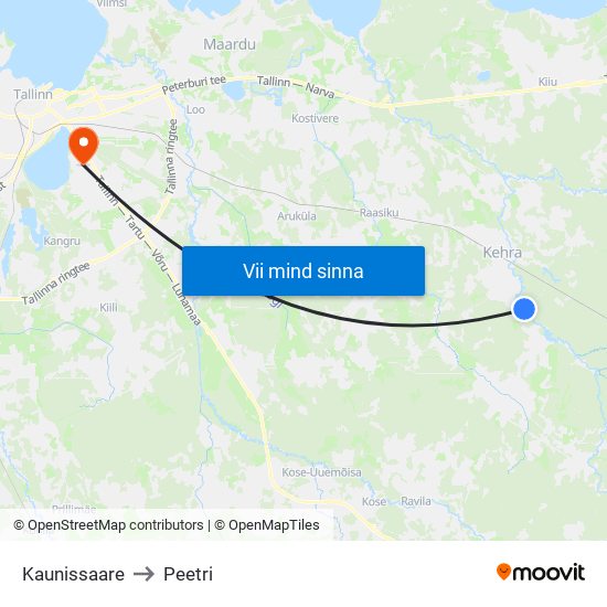 Kaunissaare to Peetri map