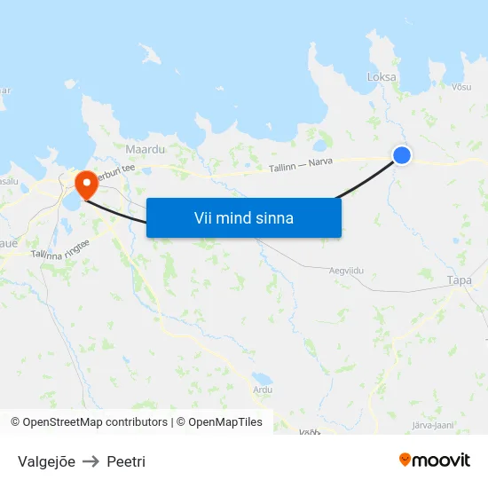 Valgejõe to Peetri map