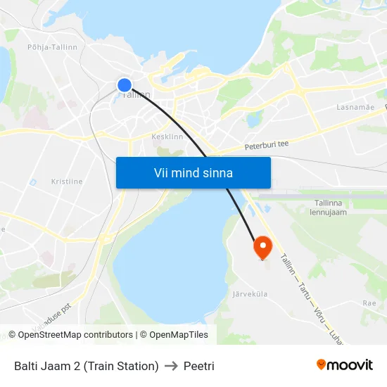 Balti Jaam 2 (Train Station) to Peetri map