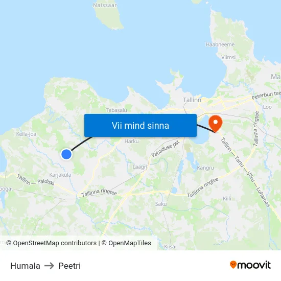 Humala to Peetri map