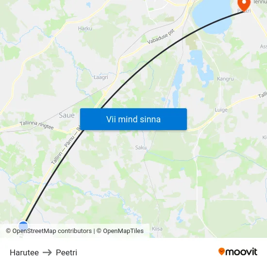 Harutee to Peetri map