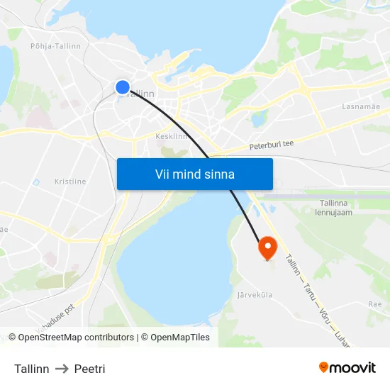 Tallinn to Peetri map