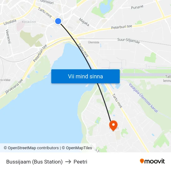 Bussijaam (Bus Station) to Peetri map