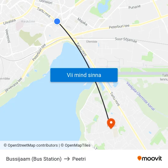 Bussijaam (Bus Station) to Peetri map