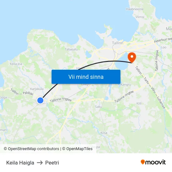 Keila Haigla to Peetri map