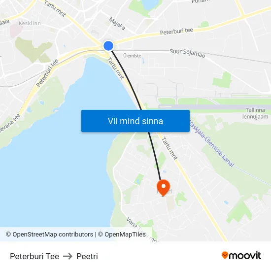Peterburi Tee to Peetri map