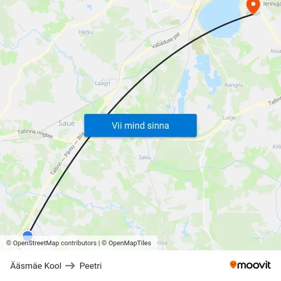 Ääsmäe Kool to Peetri map