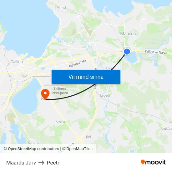 Maardu Järv to Peetri map