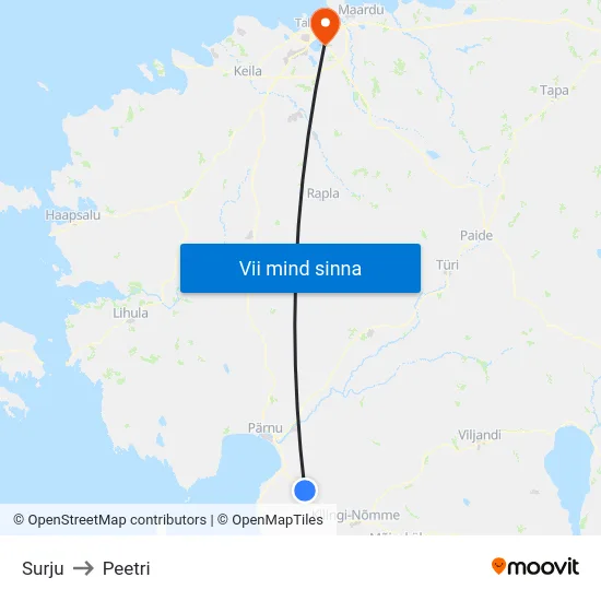 Surju to Peetri map