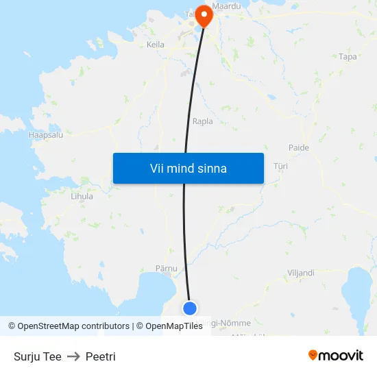 Surju Tee to Peetri map