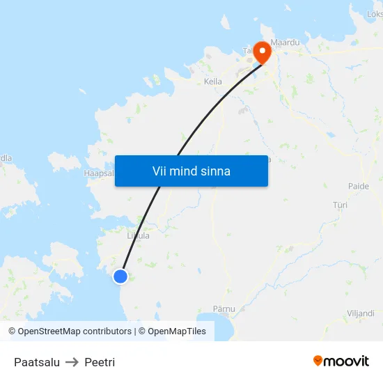 Paatsalu to Peetri map