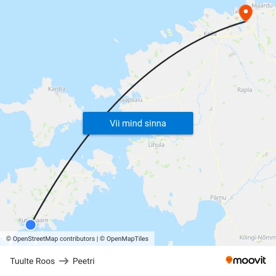 Tuulte Roos to Peetri map