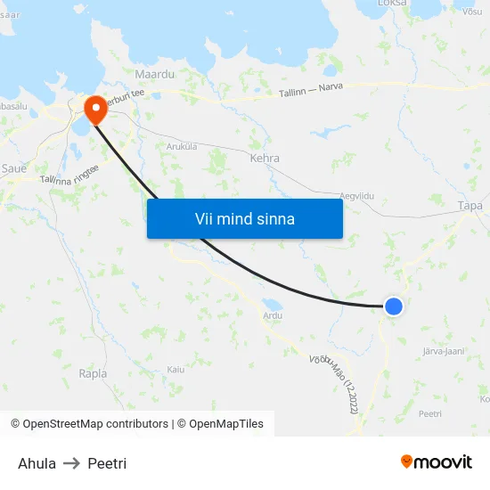 Ahula to Peetri map