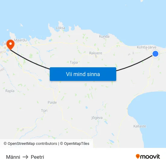 Männi to Peetri map