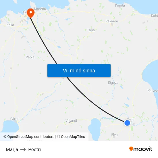 Märja to Peetri map