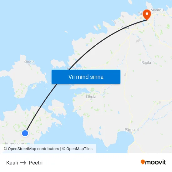 Kaali to Peetri map