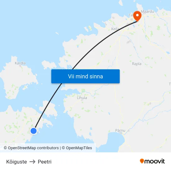 Kõiguste to Peetri map