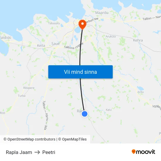 Rapla Jaam to Peetri map