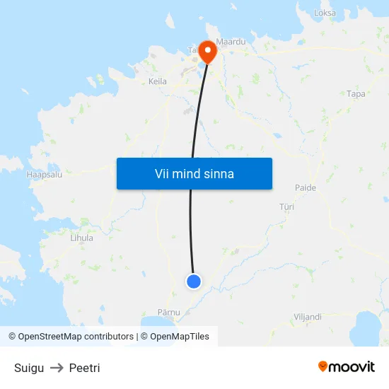 Suigu to Peetri map