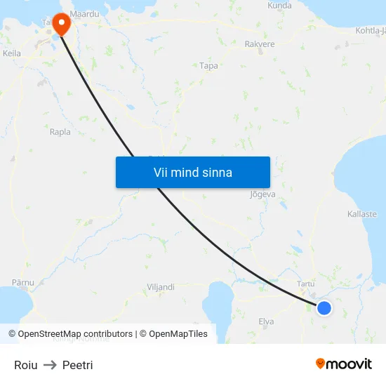 Roiu to Peetri map