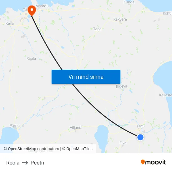 Reola to Peetri map