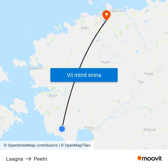 Laagna to Peetri map