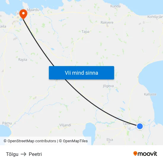 Tõlgu to Peetri map