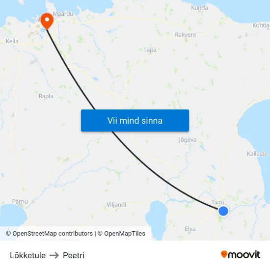 Lõkketule to Peetri map