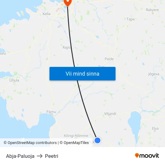 Abja-Paluoja to Peetri map