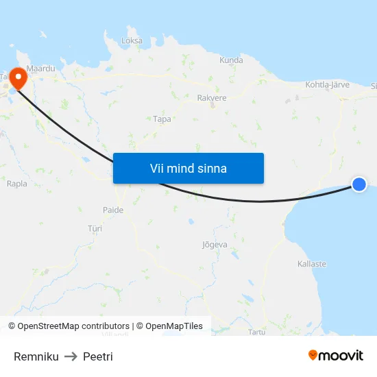 Remniku to Peetri map