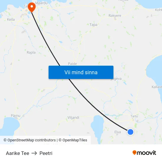Aarike Tee to Peetri map