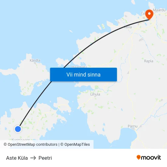 Aste Küla to Peetri map
